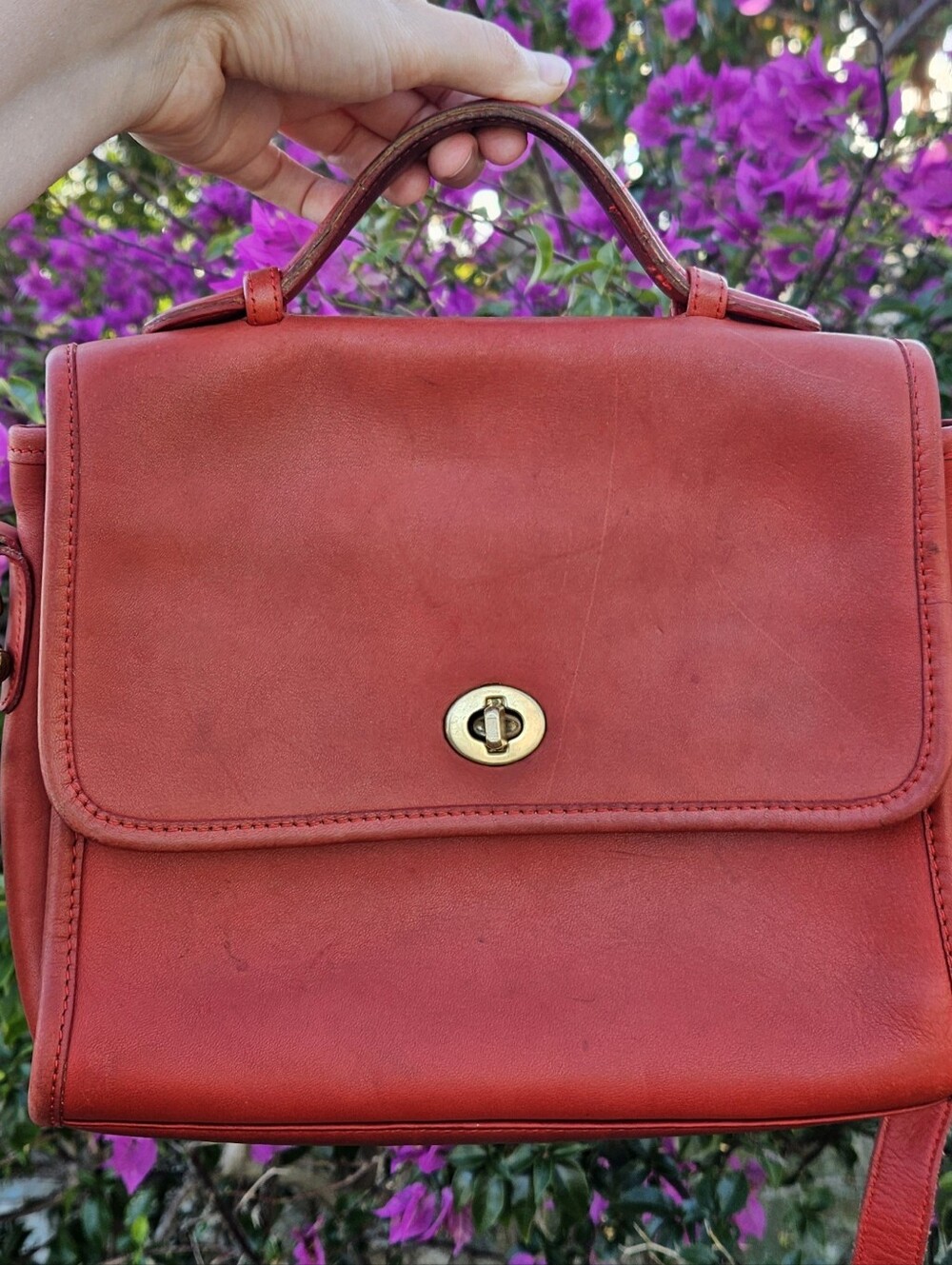 Vintage Coach Court Red Leather Crossbody Bag Pre 94' 9870 Made In USA